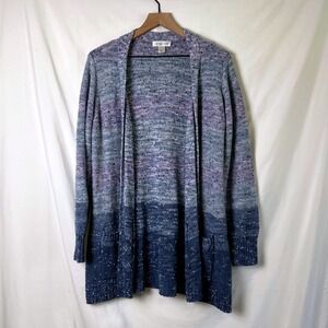 Christopher & Banks Women Open Front Cardigan Blue Purple Ombre Size L Lagenlook